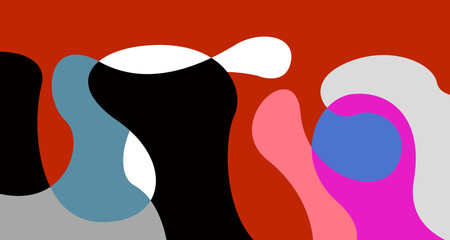 Abstract liquid shape. Fluid geometric design. Isolated gradient waves with geometric lines, dots, batik Indonesia pattern. Vector illustration.