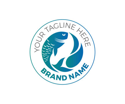 Seafood high quality logo design template. Fresh fish label icon seafood stamp symbol. Seafood related labels badges emblems for fishing, seafood restaurant, organic and natural meal, environment icon