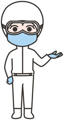 防護服を着た人物のイラスト