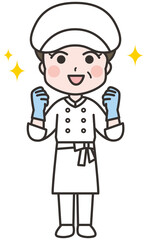 白衣を着たシニアの女性