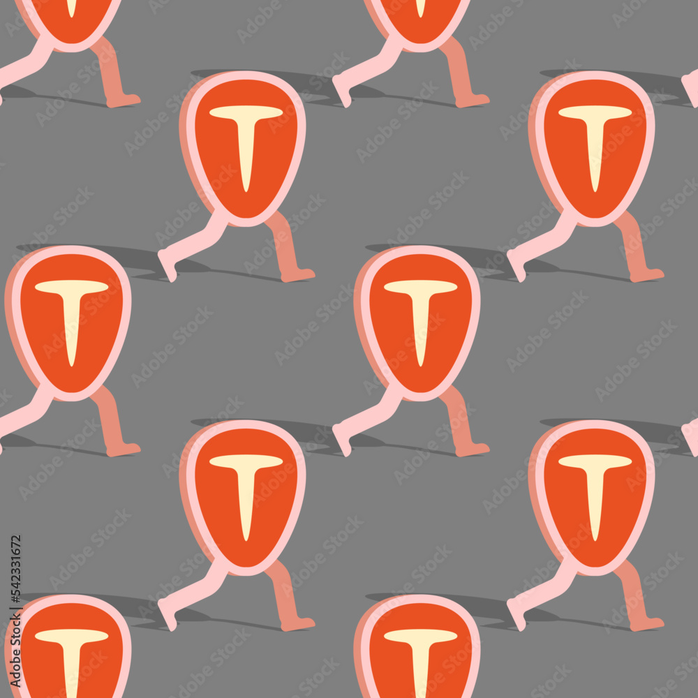 Poster piece of meat run pattern seamless. raw chop running background. meat delivery concept