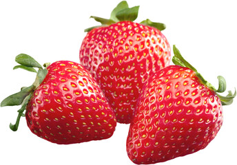 Close-up of fresh strawberries isolated on white background