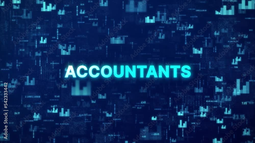 Aufkleber accountants: analyzing financial data with animated background of charts, numbers, and matrix codes
