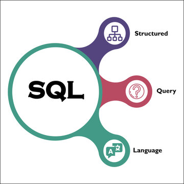 SQL - Structured Query Language. Infographic template with icons