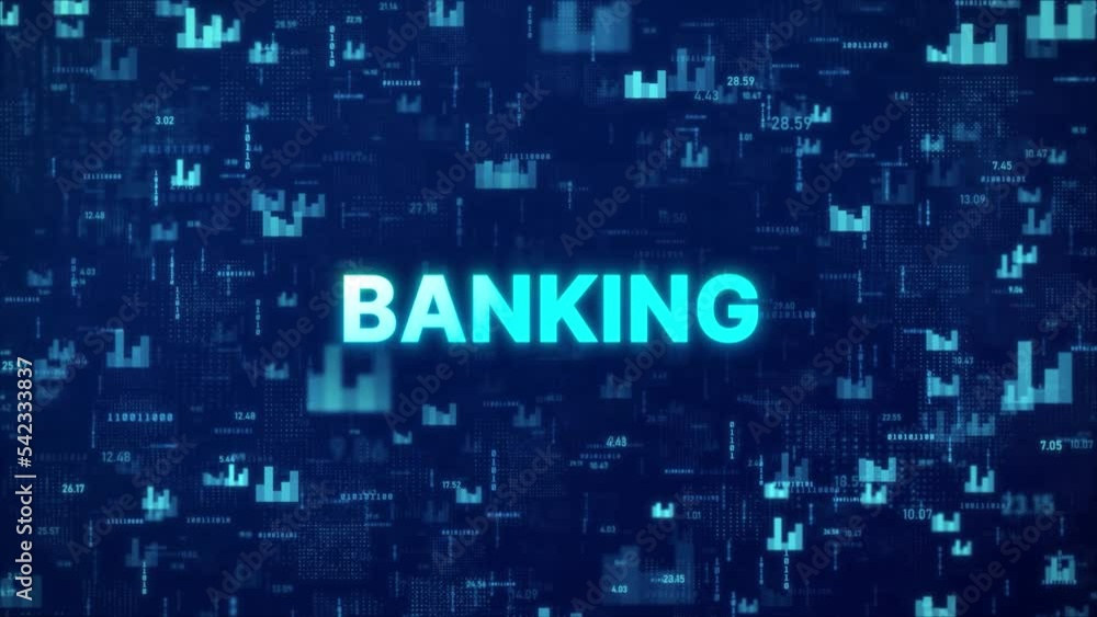Aufkleber banking concept over animated financial background with chart, numbers and matrix codes