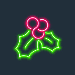 Mistletoe glowing neon sign hard edge gradient vector illustration