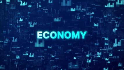 ECONOMY Concept over animated financial background with chart, numbers and matrix codes - Powered by Adobe