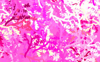 Light Pink, Yellow vector doodle layout with leaves, branches.