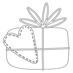Coloring book, Box with a gift for christmas, new year, birthday. Black and white illustration for coloring. Development of children, education of preschoolers, schoolchildren. Task, game.