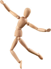 Miniature wooden mannequin dancing. Posable Figure