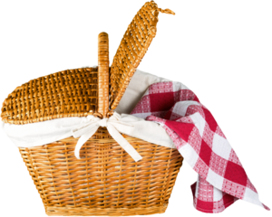 Picnic Basket with napkin on white background