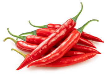 Closeup fresh Red peppers chili on white, korean Red peppers chili on white background with clipping path.