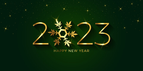 Fototapeta na wymiar Happy New Year 2023 marijuana snowflake
