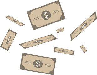 scattered paper dollar money illustration vector