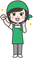 スーパーの女性店員のイラスト