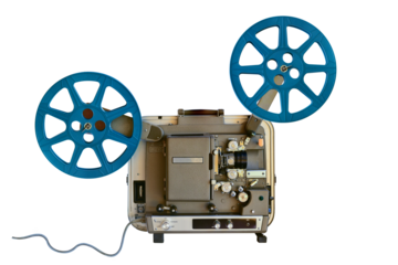 vintage machine Roll of film isolated on white background. This has clipping path.
