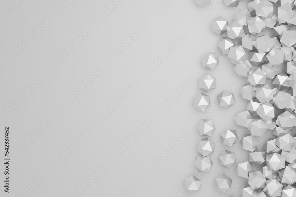 Aufkleber polygons with glittering triangle faces, abstract business illustration, black and white background 