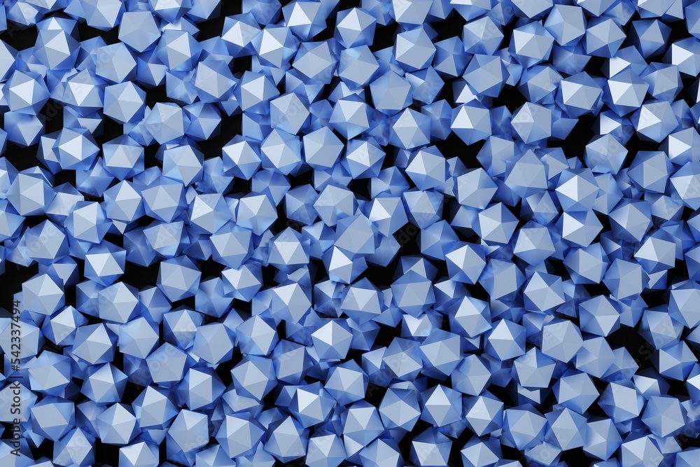 Aufkleber polygons with glittering triangle faces, abstract business illustration,blue background with space f