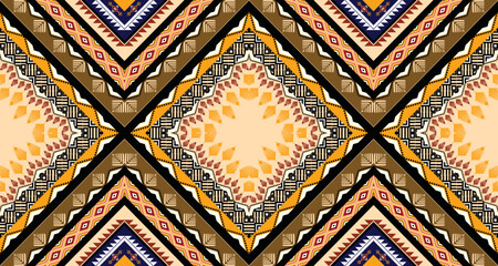 Ethnic geometric American, Indian navajo,western, Aztec motif pattern style. Seamless pattern design for fabric, curtain,background,sarong,wallpaper, clothing, wrapping, tile, interior. Ethnic vector.