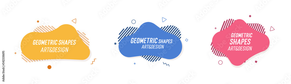 Fototapete set of modern organic shapes. fluid vector trendy elements. template graphics with geometric speech 