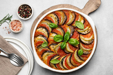 Ratatouille, vegetable stew, traditional french dish, view from above