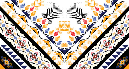 Geometric ethnic oriental, American, western pattern style. colorful seamless pattern. Design for fabric, curtain, background, sarong, wallpaper, clothing, wrapping, Batik, tile. Vector illustration.