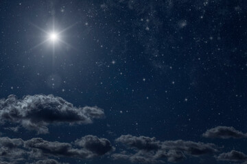 Backgrounds night sky with stars moon and clouds for Christmas