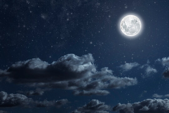 Backgrounds night sky with stars moon and clouds for Christmas