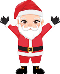 Santa Claus waving hands and greeting Cartoon Character PNG