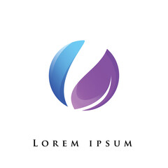 abstract colored leaf logo design template