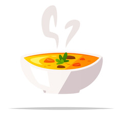 Warm bowl of soup vector isolated illustration