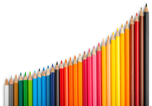 Many colored wooden pencils isolated on white