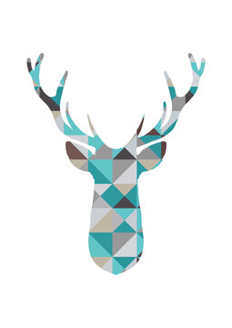 Geometric deer head. Interior stylized poster