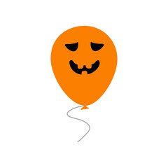 Orange Halloween Balloon with the scary, angry, happy face expression vector.	
