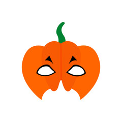 Halloween Pumpkin mask vector isolated on white. Perfect for coloring book, textiles, icon, web, painting, children's books, t-shirt print.	