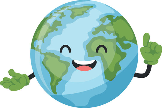 Planet earth cartoon character design for earth day, national pollution prevention day, world environment day. Concept of prevention against environmental pollution and care of our planet