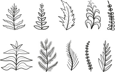 set of laurel wreaths leaf illustration icon