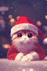 Cute cat dressed for christmas