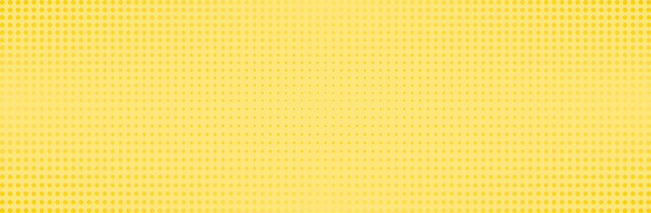 Yellow pop art background with halftone dots.
