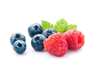 Sweet raspberry and blueberries