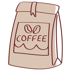 Coffee beans bag vector illustration in monotone design