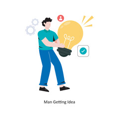 Man Getting Idea flat style design vector illustration. stock illustration