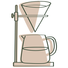 Coffee drip vector illustration in monotone design