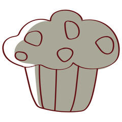 Chocolate chip cupcake vector illustration in monotone design