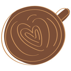 Latte art vector illustration in monotone design