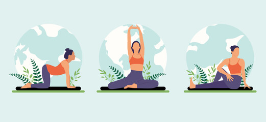 Yoga Exercise Flat Bundle Design Illustration