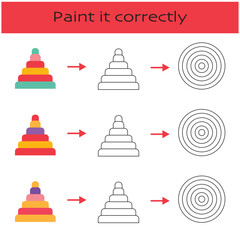 Fototapeta premium Matching game. Building blocks for kids. Worksheet for kids kindergarten, preschool and school age. ıq test, visual intelligence questions vektör