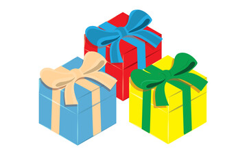 yellow blue red birthday christmas gift vector illustration