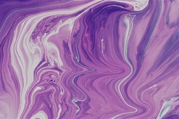 Abstract lilac marble background. The effect of natural stone. Acrylic paint spreads freely and creates an interesting pattern. Background for the cover of a laptop, notebook.