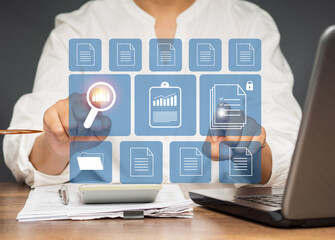 Document security concept. Document management system. Data encryption